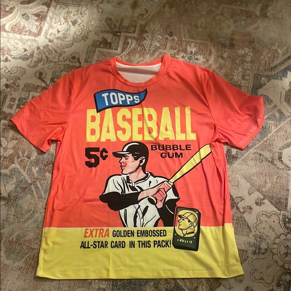 Topps Red and Yellow Baseball Tee Short Sleeve